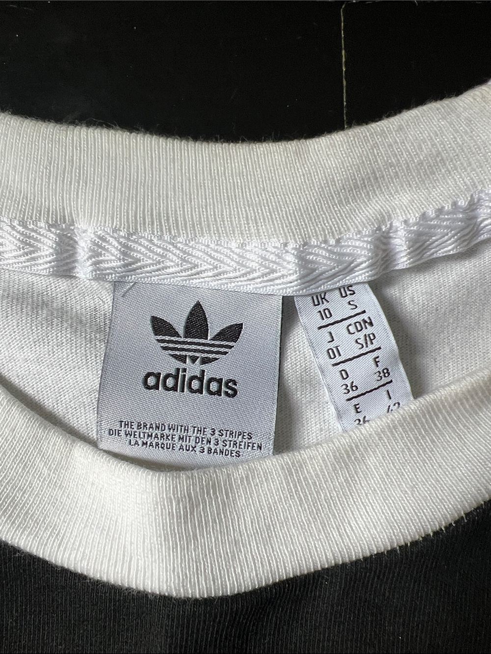 adidas Black and White Crewneck Graphic Crop Tee - Picture 2 of 4